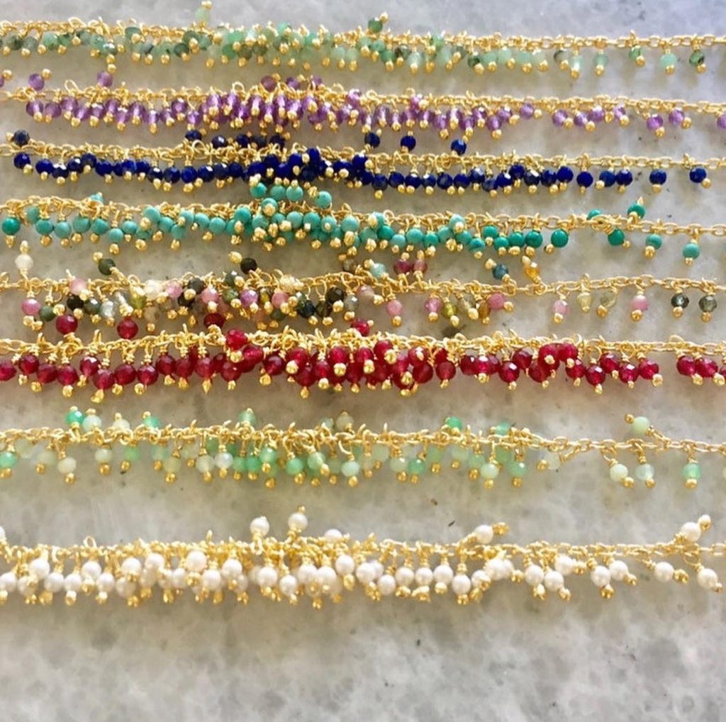 Gemstone bead drops in Sterling silver / Vermeil - necklaces & bracelets